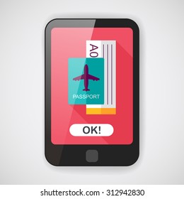 Air ticket flat icon with long shadow,eps10