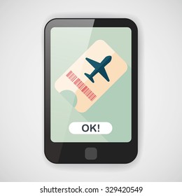 Air ticket flat icon with long shadow