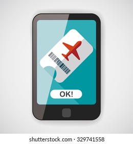 Air ticket flat icon with long shadow