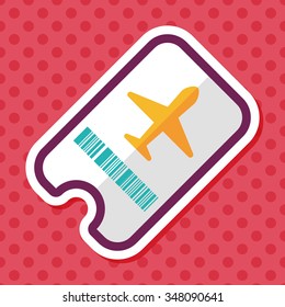Air ticket flat icon with long shadow