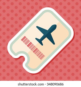 Air ticket flat icon with long shadow