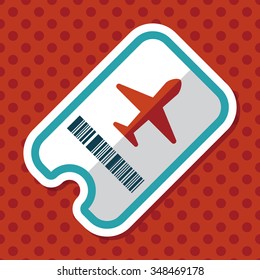 Air ticket flat icon with long shadow