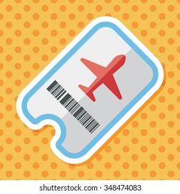 Air ticket flat icon with long shadow