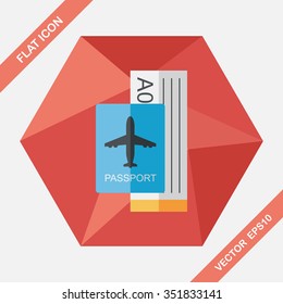 Air ticket flat icon with long shadow,eps10