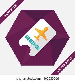 Air ticket flat icon with long shadow