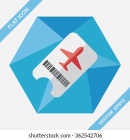Air ticket flat icon with long shadow