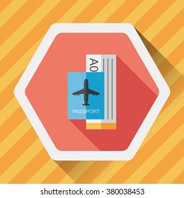Air ticket flat icon with long shadow,eps10