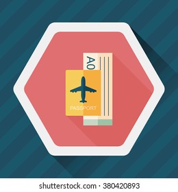 Air ticket flat icon with long shadow,eps10