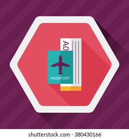 Air ticket flat icon with long shadow,eps10