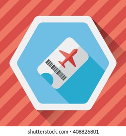 Air ticket flat icon with long shadow