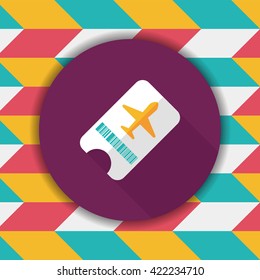 Air ticket flat icon with long shadow
