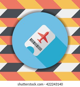 Air ticket flat icon with long shadow