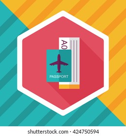 Air ticket flat icon with long shadow,eps10