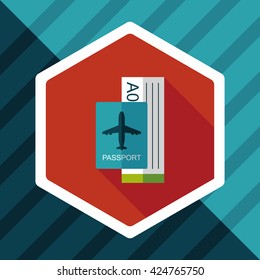 Air ticket flat icon with long shadow,eps10