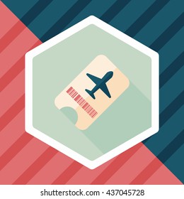 Air ticket flat icon with long shadow
