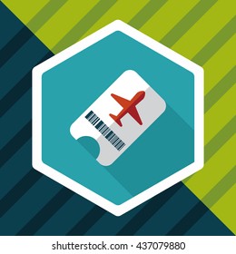 Air ticket flat icon with long shadow