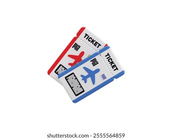 Air ticket icon 3d render boarding pass for summer holiday, tourism concept of 3d rendering passenger airline ticket icon vector illustration