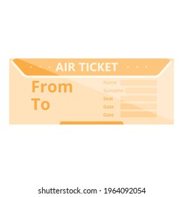 Air ticket icon. Cartoon of Air ticket vector icon for web design isolated on white background