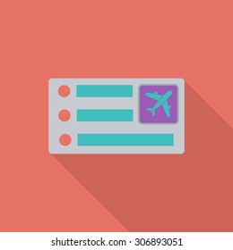 Air ticket icon. Flat vector related icon with long shadow for web and mobile applications. It can be used as - logo, pictogram, icon, infographic element. Vector Illustration.