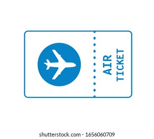 Flugticket-Symbol einzeln auf flacher Vektorillustration
