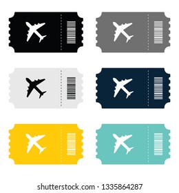 air ticket icon vector with airplane silhouette in colorful