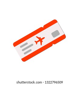 Air ticket illustration in flat style. View top. Vector isolated object.