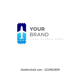 air ticket logo with shadow. concept of lowcost card for flight or transport admission symbol.