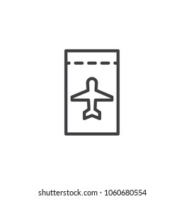 Air ticket outline icon. linear style sign for mobile concept and web design. Boarding card simple line vector icon. Symbol, logo illustration. Pixel perfect vector graphics