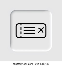 Air ticket simple icon vector. Flat design. Neumorphism design.ai