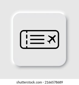 Air ticket simple icon vector. Flat design. Neumorphism design.ai