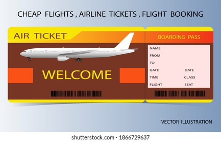 Air ticket template vector illustration.