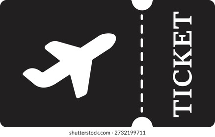 Air ticket vector icon. Modern air ticket stack with airplane icon for travel and transportation concepts. Boarding pass and flight ticket voucher sign isolated on transparent background.