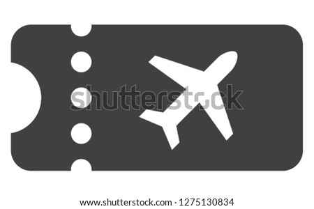 Air ticket vector icon symbol. Flat pictogram is isolated on a white background. Air ticket pictogram designed with simple style.