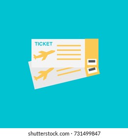 Air ticket vector icon in turquoise background