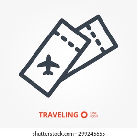 air ticket vector line icon