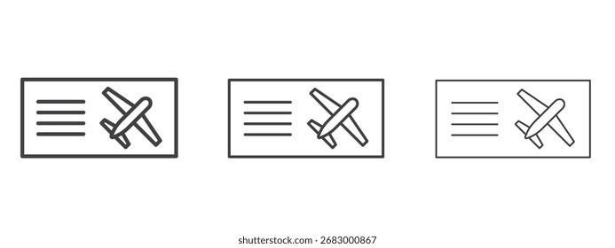 Icono de boletos aéreos - Ilustración vectorial editable de trazo