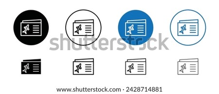 Air Tickets Line Icon Set. Journey Awaits Symbol in Black and Blue Color.