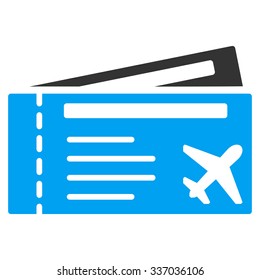 Air tickets vector icon. Style is flat bicolor blue and gray symbol, rounded angles, white background.