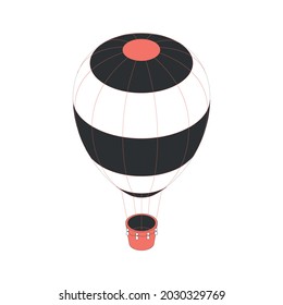 Air tourism extreme isometric composition with isolated image of air balloon vector illustration