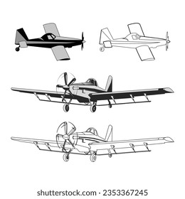 Air Tractor AT-602 line art vector illustration.