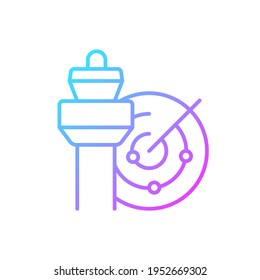 Air Traffic Control Gradient Linear Vector Icon. Radar And Control Tower. Civil Aviation Safety. Controller Profession. Thin Line Color Symbols. Modern Style Pictogram. Vector Isolated Outline Drawing