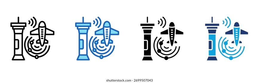 Air Traffic Control Icon Multi Style Vector Illustration