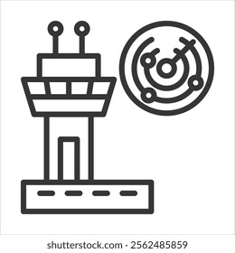 Air Traffic Control Icon Vector Illustration Outline Style