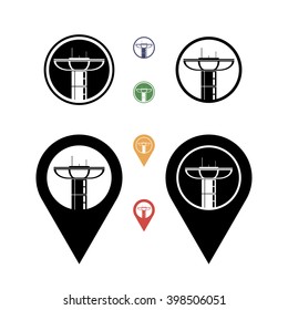 Air traffic control tower set icons