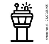 Air traffic control tower vector line icon