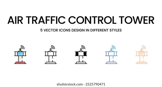 Controle de Tráfego Aéreo Torre de ícones de vetor definir ilustração stock