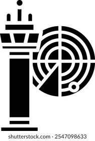 Icono detallado de la Ilustración vectorial de control de tráfico aéreo