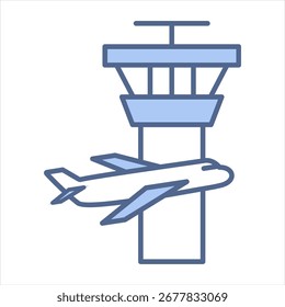 Air Traffic Controller Blue Icon Vector Illustration