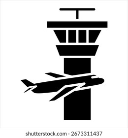 Air Traffic Controller Glyph Icon Vector Illustration