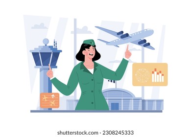 Air traffic controller monitoring and ensuring safe flights.